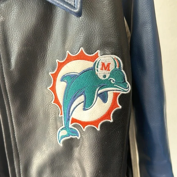 Vintage Miami Dolphins leather jacket Men